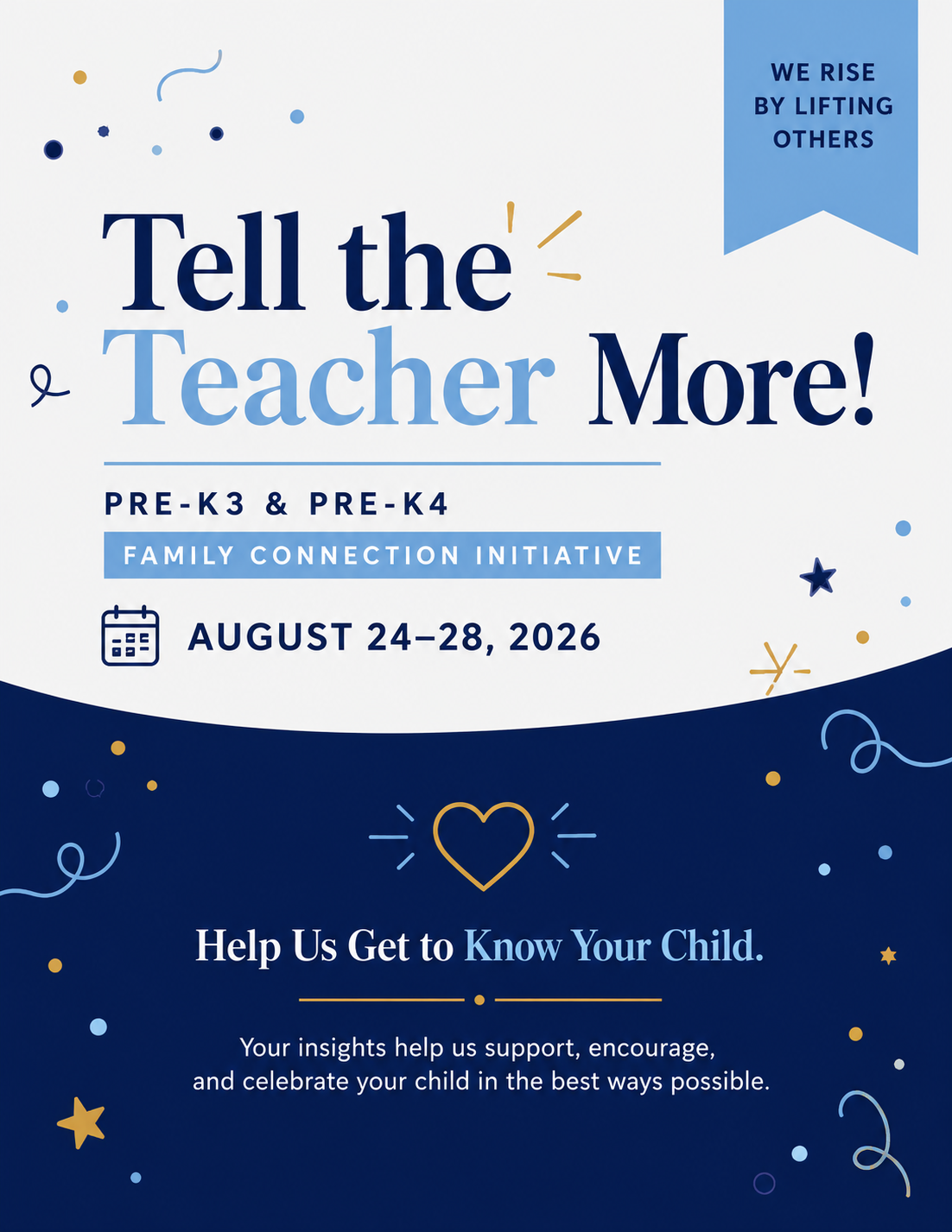 Tell the Teacher More — Pre-K3 and Pre-K4 Family Connection Initiative flyer