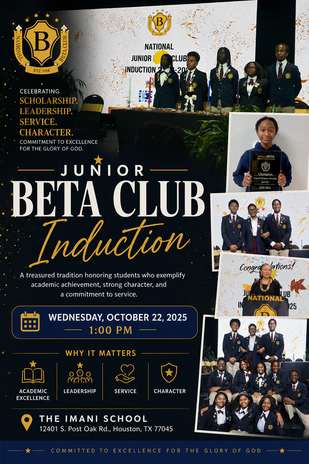 Junior Beta Club Induction 2026 Flyer